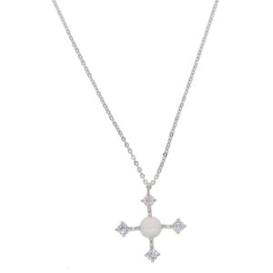 BELIEVE IN ME - 18K Gold Plated Fire Opal Cross Necklace