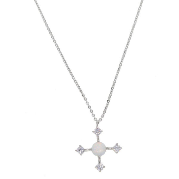 BELIEVE IN ME - 18K Gold Plated Fire Opal Cross Necklace