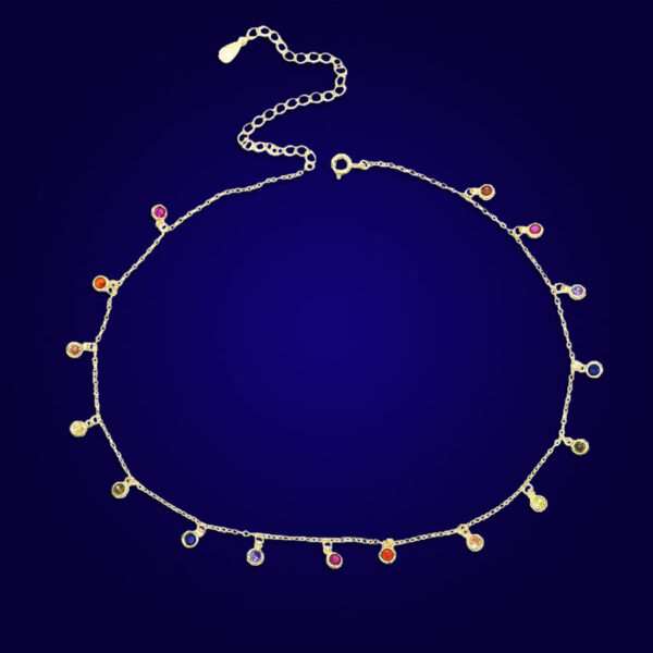 SPOIL ME GOLD  - 18K Multi Colored Bazel Diamond Beaded Necklace - Image 3