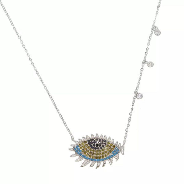 SOGAND - 18K Gold Plated Color Stone Evil Eye Bazel Beaded Necklace