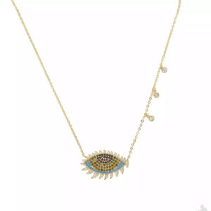 SOGAND - 18K Gold Plated Colored Beaded Bazel Evil Eye Necklace