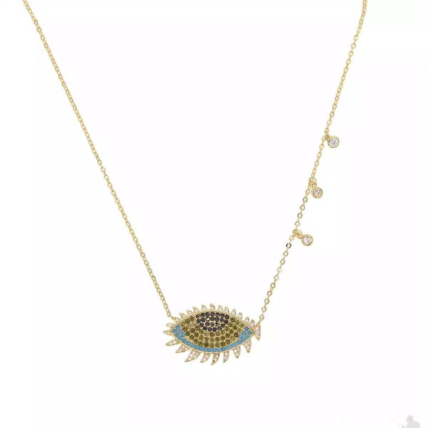 SOGAND - 18K Gold Plated Colored Beaded Bazel Evil Eye Necklace