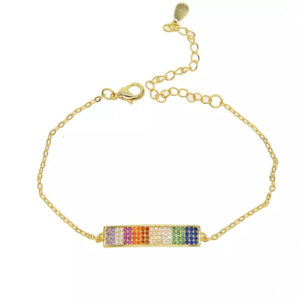 EQUALITY - 18K Gold Plated Multi Color Diamonds Dainty Bracelet