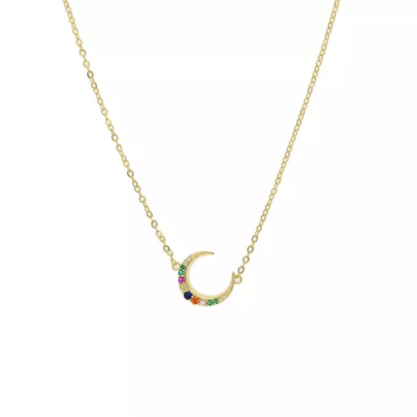 VENUS - 18K Gold Plated Colored Stones Moon Necklace