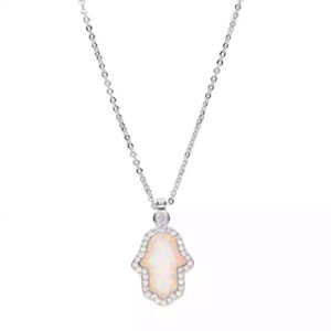 AMBITIOUS - 18K Gold Plated Diamond Fire Opal Hamsa Hand