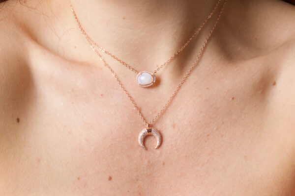 WOW ME - 18K Gold Plated Pave Diamond Moon Necklace - Symbol Of Female Empowerment - Image 3