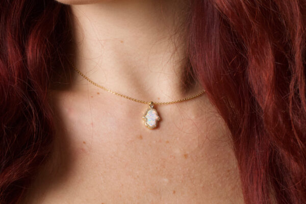 AMBITIOUS - 18K Gold Plated Diamond Fire Opal Hamsa Hand - Image 3