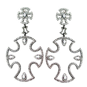 LOVER'S FAITH - 18K Gold Plated Drop Statement Diamond Cross Earrings