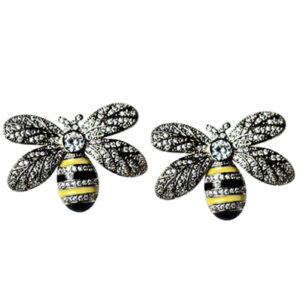 BEE MINE - 18K Gold Plated Enameled Bee Earrings