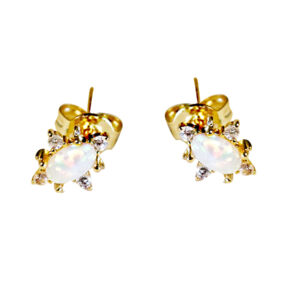 DELICIOUS- 18K Opal Diamond Beaded Stud Earring
