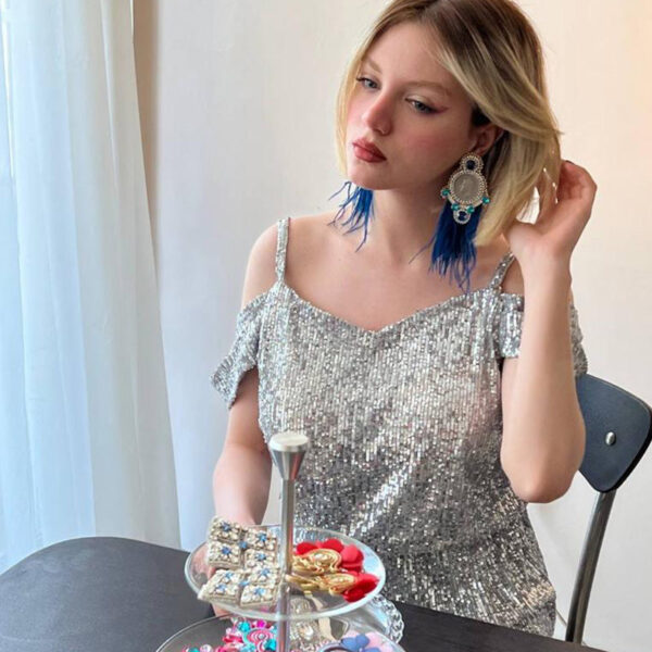 Vivid Vermilion Earrings (سکه پهلوی) - Image 3